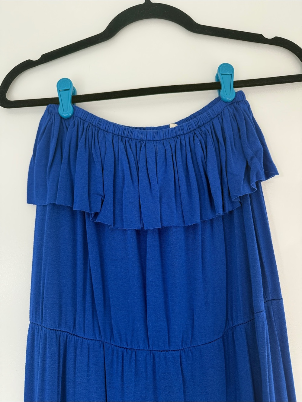Anthropologie Lilka High-Low Strapless Blue Maxi Dress